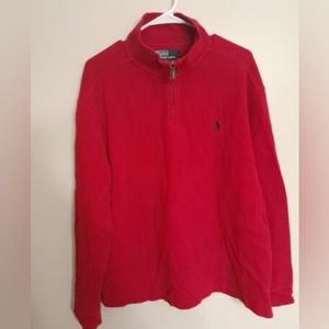 Red Polo Ralph Lauren Quarter Zip Pullover Sweater Size M